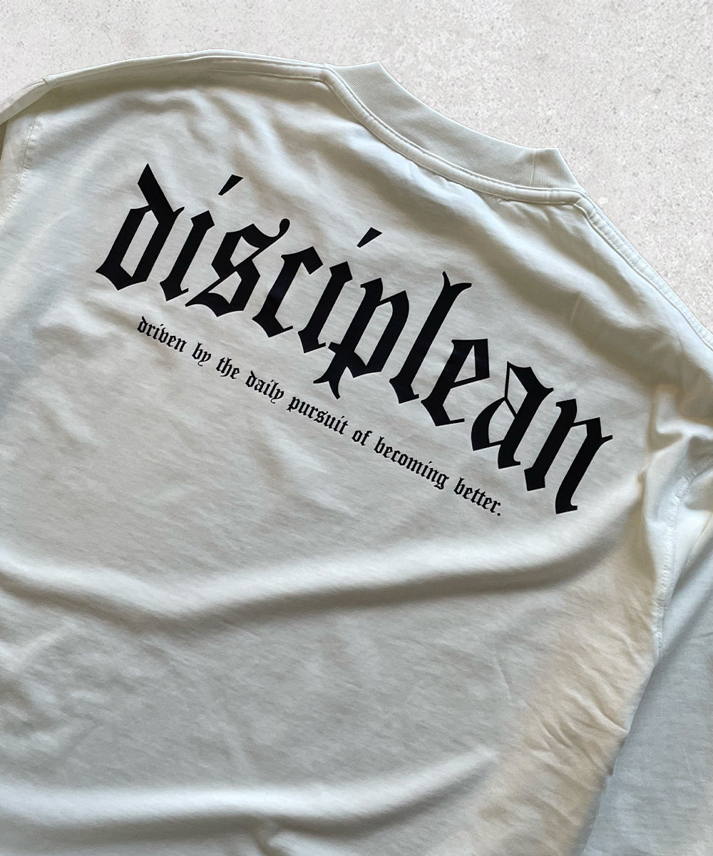 Vue détaillée de dos d'un t-shirt de musculation à manches longues blanc