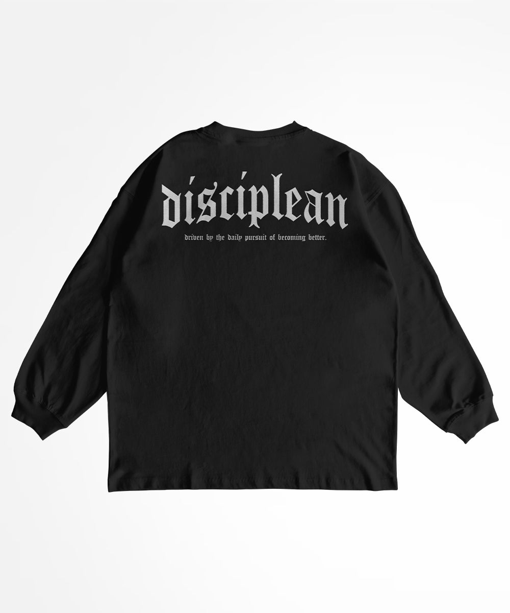 Vue de dos d'un t-shirt de sport à manches longues noir délavé