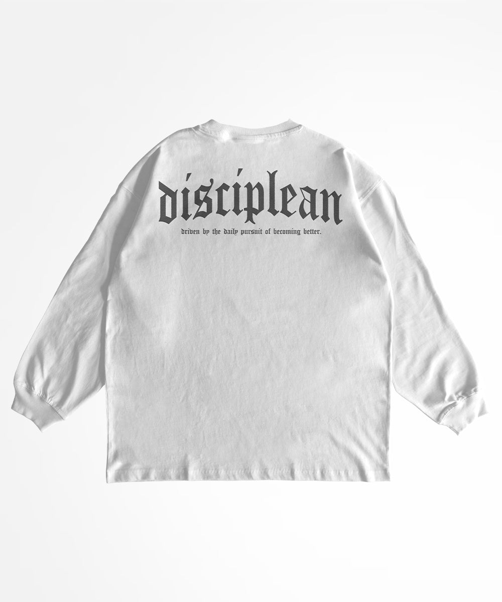 Vue de dos d'un t-shirt de sport à manches longues blanc délavé