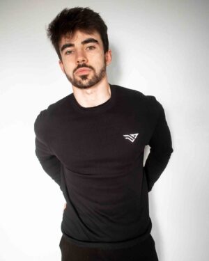 Sweatshirt Noir pour Sport avec Logo Brodé
